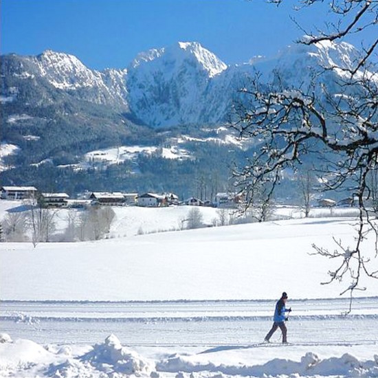 Aussicht aus dem Gstehaus Rennerlehen im Winter