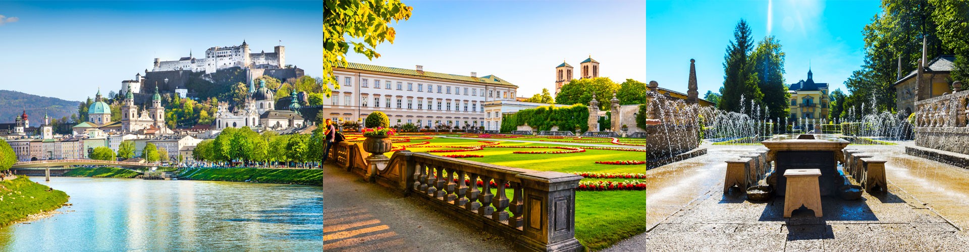 Salzburg Blick auf Festung Hohensalzberg - Schloss Mirabell - Schloss Hellbrunn