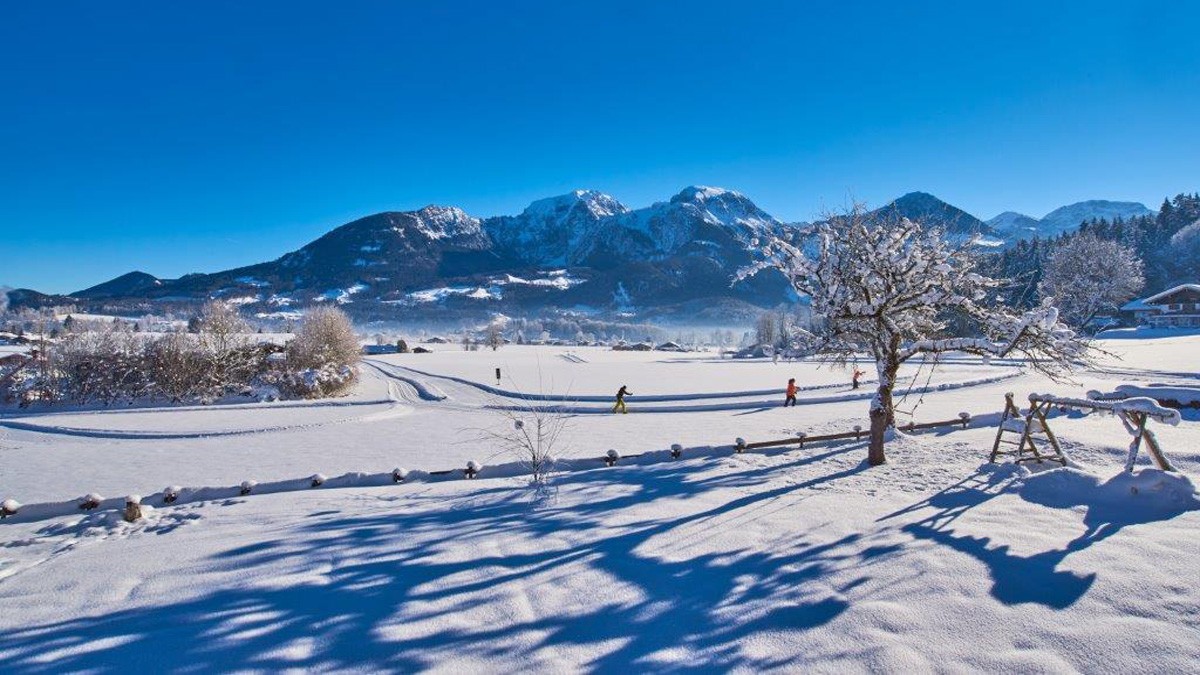 Ferienwohnungen Grnsteineck winterlicher Ausblick in die Berge